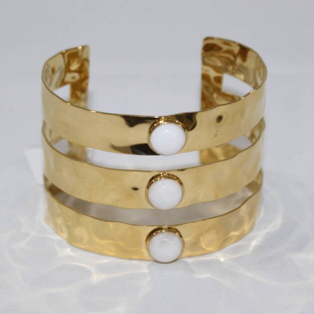 Brazalete triple perlas acero